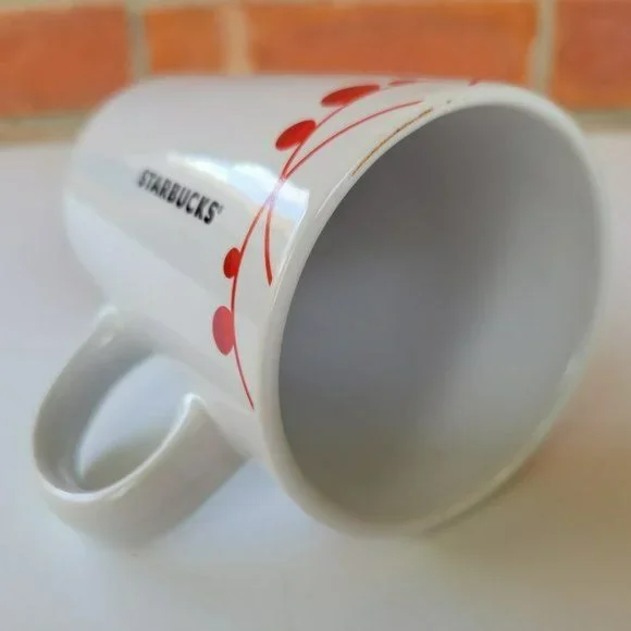 Starbucks Coffee Mug 2012 Christmas Mug Red Ornaments White Background 10.8 oz. - Picture 4 of 5